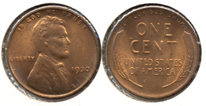 1930 Lincoln Cent MS-63 Red Brown l