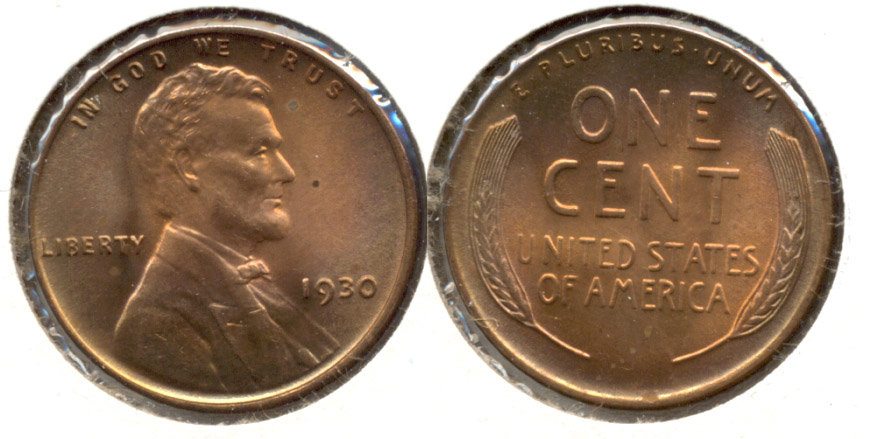 1930 Lincoln Cent MS-63 Red Brown n