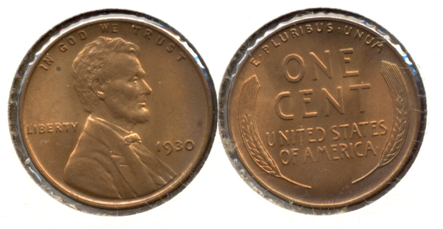1930 Lincoln Cent MS-63 Red Brown o