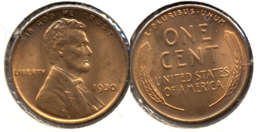 1930 Lincoln Cent MS-63 Red Brown p