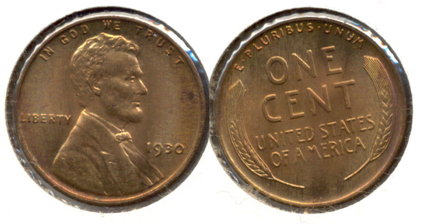 1930 Lincoln Cent MS-63 Red Brown q