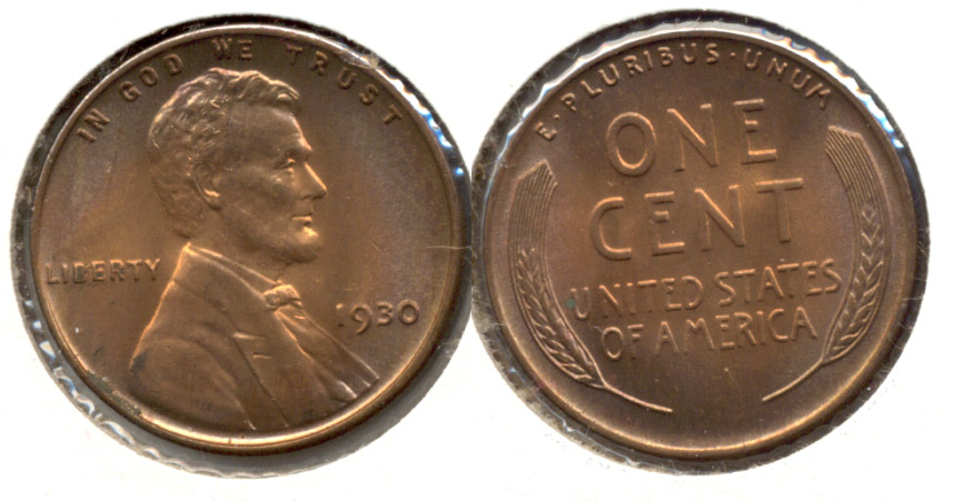 1930 Lincoln Cent MS-63 Red Brown r