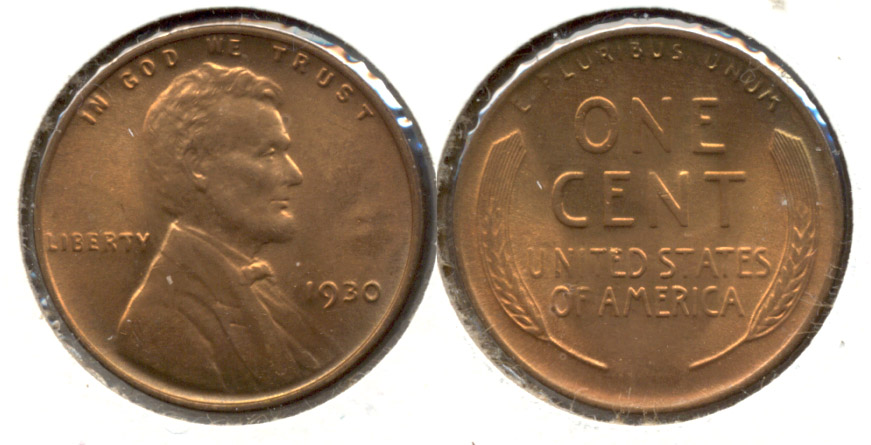 1930 Lincoln Cent MS-63 Red Brown s