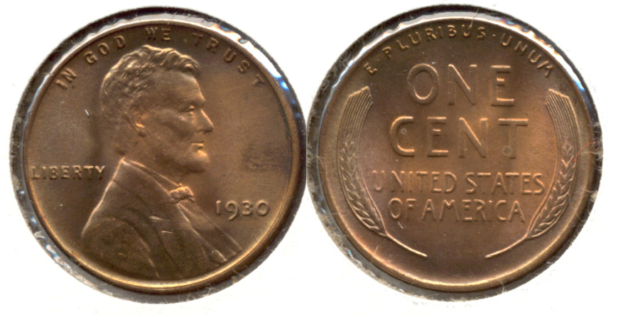 1930 Lincoln Cent MS-63 Red Brown t
