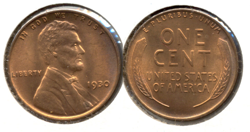 1930 Lincoln Cent MS-63 Red Brown u