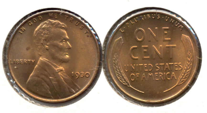 1930 Lincoln Cent MS-63 Red Brown v