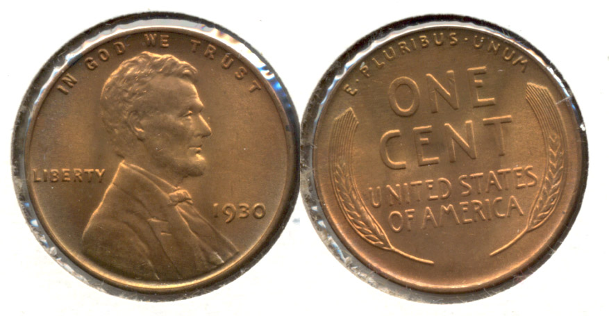 1930 Lincoln Cent MS-63 Red Brown y