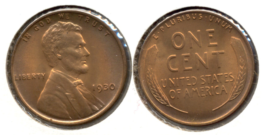 1930 Lincoln Cent MS-64 Red Brown b