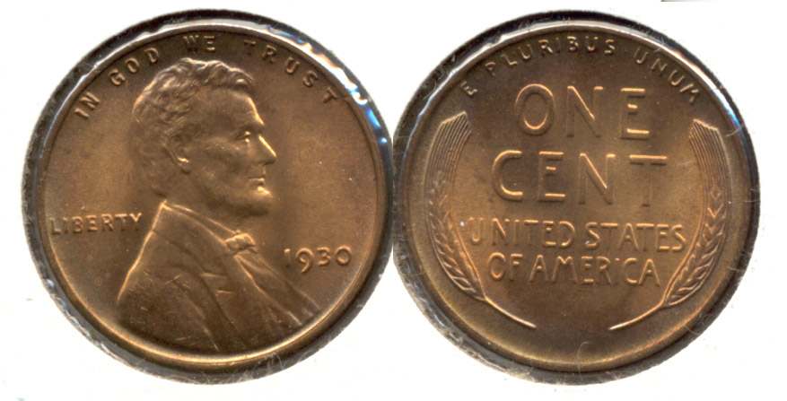 1930 Lincoln Cent MS-64 Red Brown c
