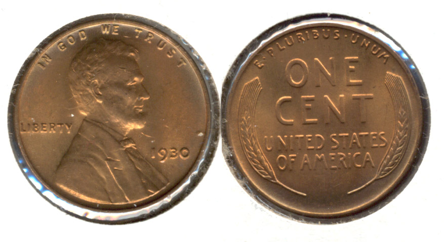 1930 Lincoln Cent MS-64 Red Brown h