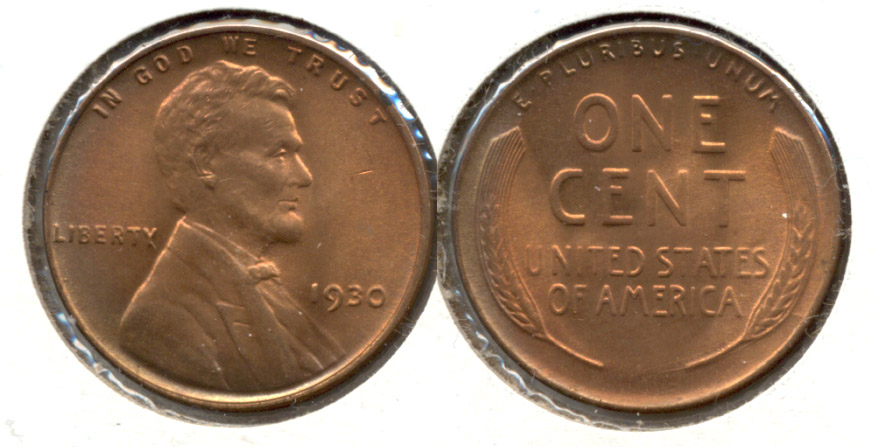 1930 Lincoln Cent MS-65 Red Brown