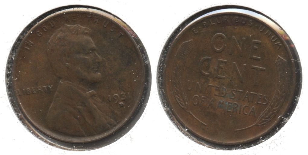 1931-D Lincoln Cent AU-50 #t Discolored