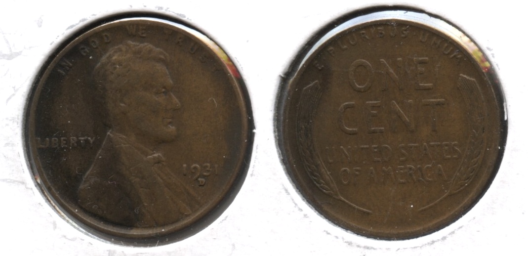 1931-D Lincoln Cent EF-40 #m Obverse Stain