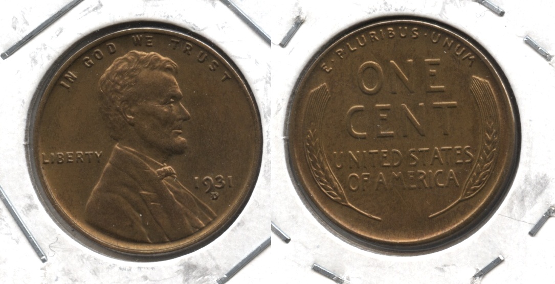 1931-D Lincoln Cent MS-63 Red Brown #a