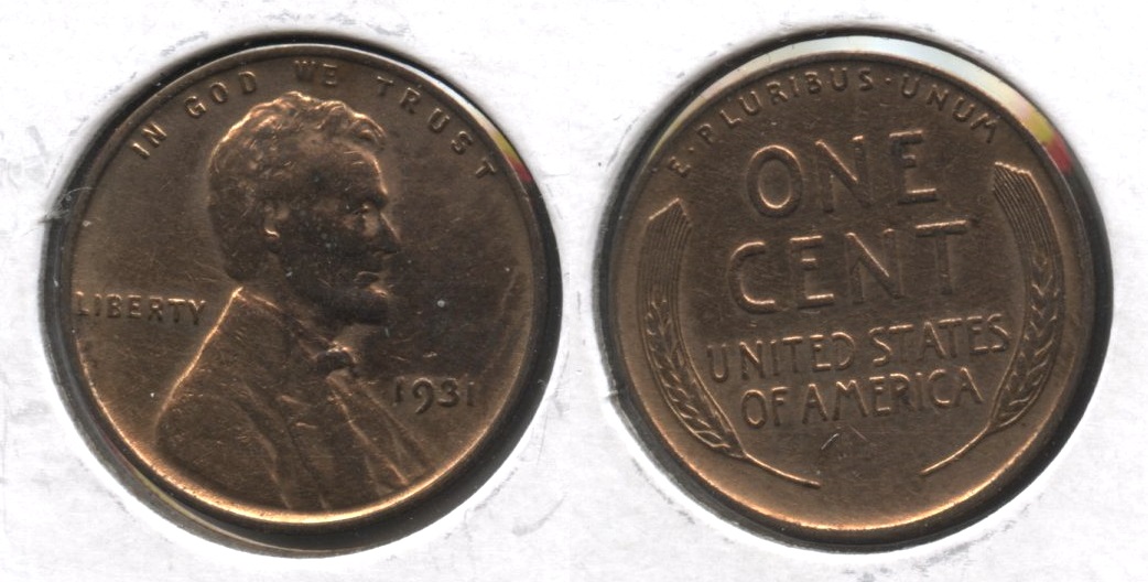 1931 Lincoln Cent AU-50 #l Cleaned