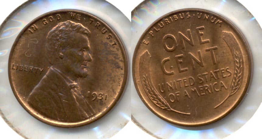 1931 Lincoln Cent MS-63 Red Brown