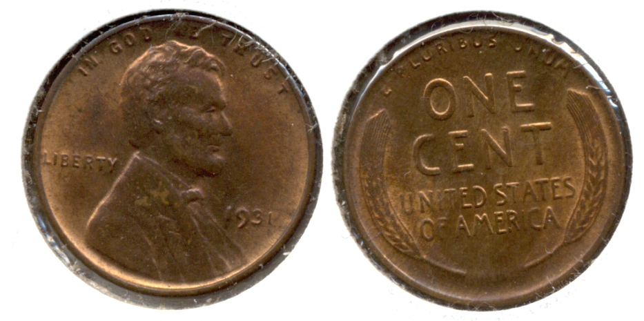 1931 Lincoln Cent MS-63 Red Brown a