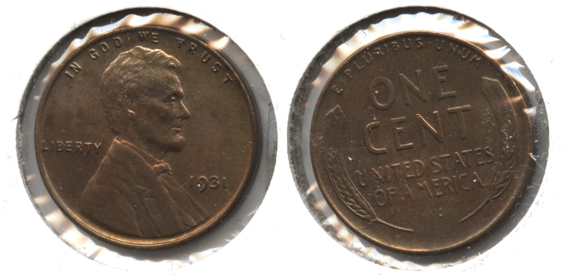 1931 Lincoln Cent MS-63 Red Brown #b