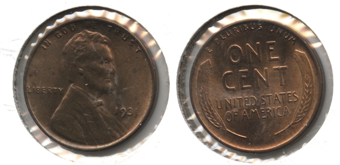 1931 Lincoln Cent MS-64 Red Brown