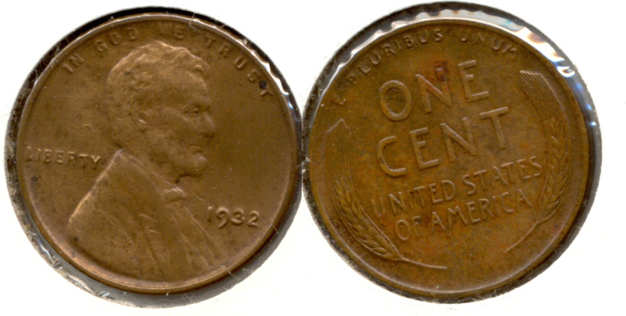 1932 Lincoln Cent AU-50 a Cleaned Obverse