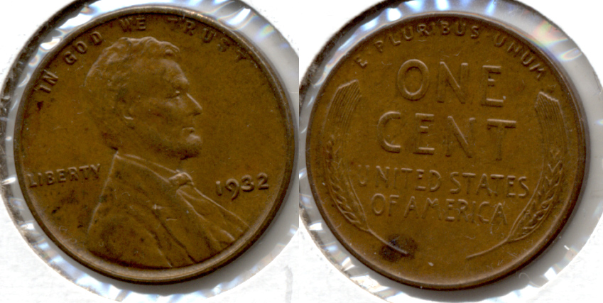 1932 Lincoln Cent AU-50 b Reverse Spot