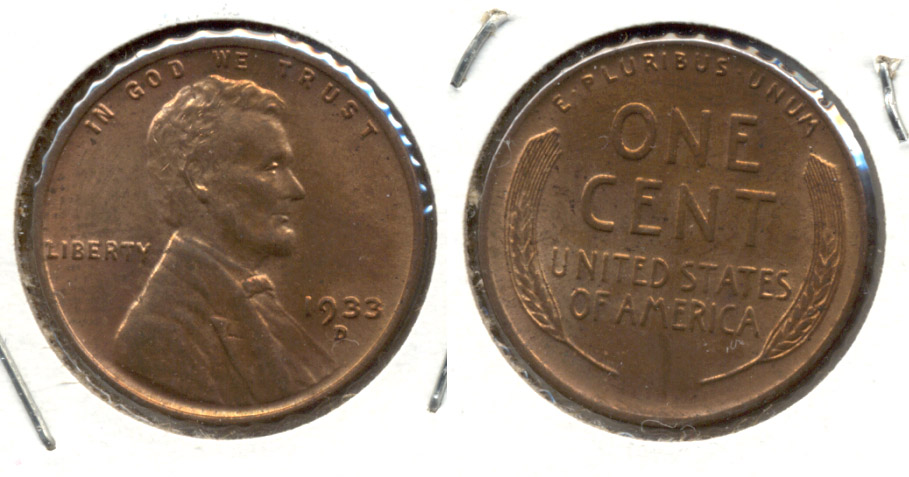 1933-D Lincoln Cent MS-60 Red Brown