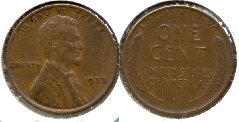 1933 Lincoln Cent AU-50