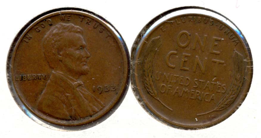1933 Lincoln Cent AU-50 b