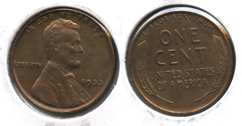 1933 Lincoln Cent AU-50 Cleaned #c