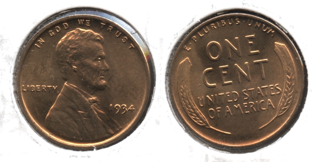 1934 Lincoln Cent MS-63 Red
