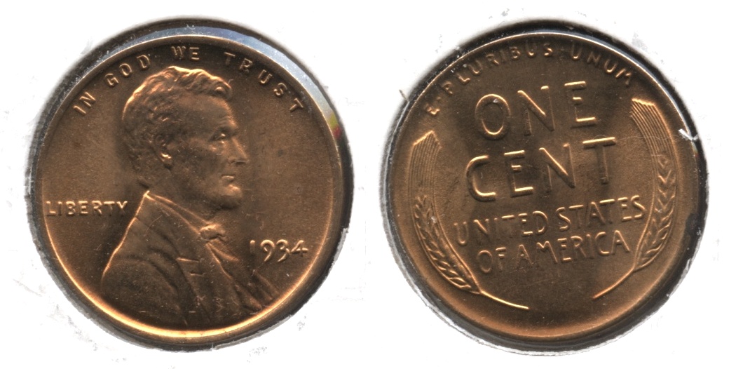 1934 Lincoln Cent MS-63 Red #a