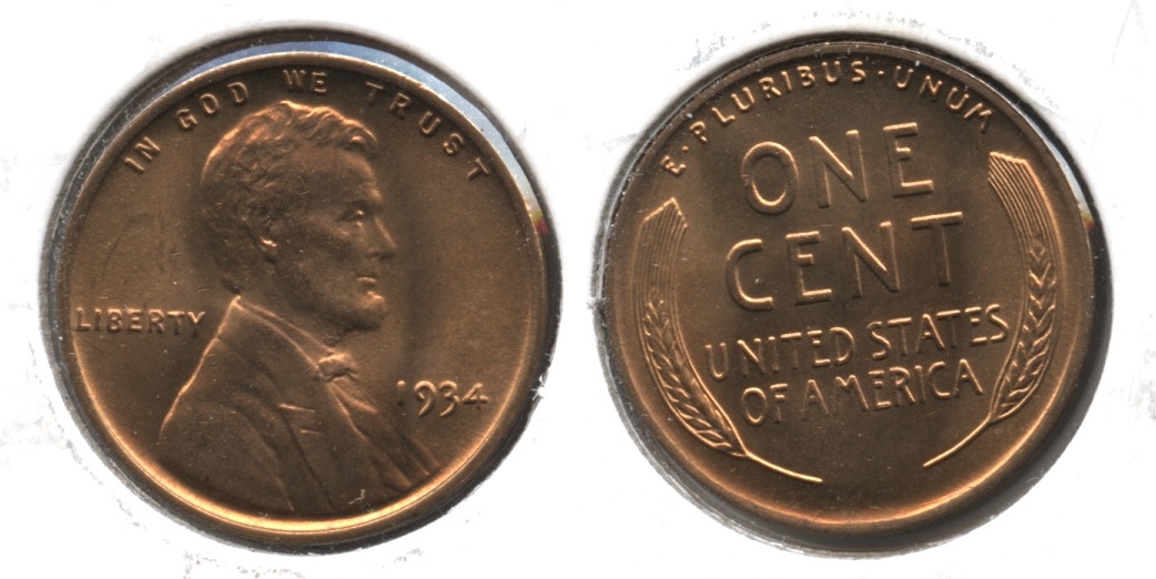 1934 Lincoln Cent MS-64 Red #a
