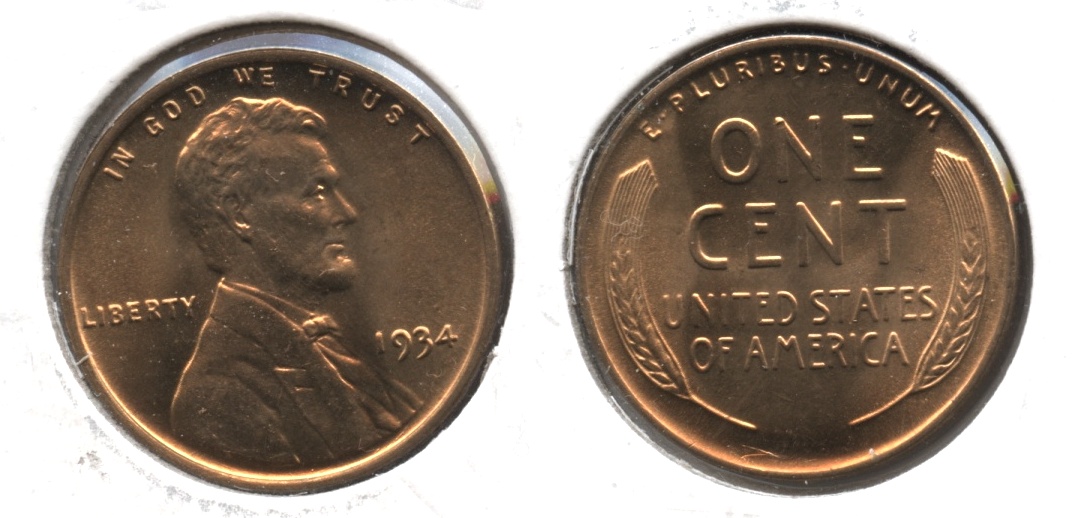 1934 Lincoln Cent MS-65 Red