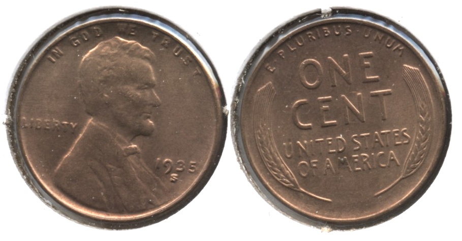 1935-S Lincoln Cent MS-62 Red #a