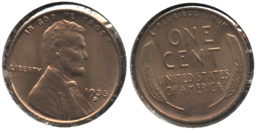 1935-S Lincoln Cent MS-62 Red #e