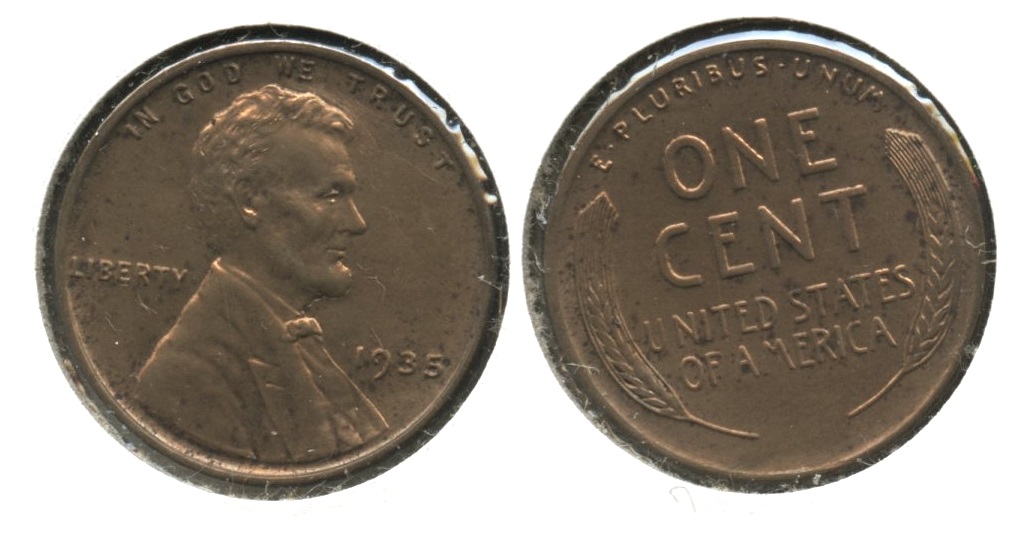 1935 Lincoln Cent MS-60 Red Brown #a