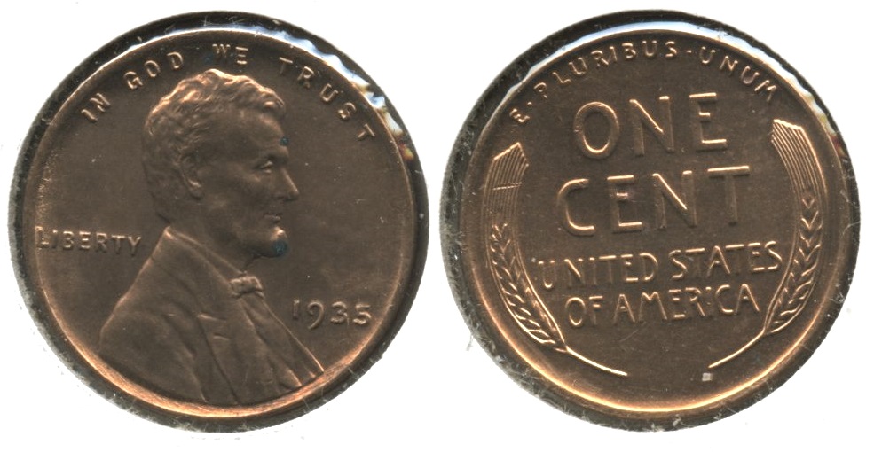 1935 Lincoln Cent MS-60 Red Brown #h