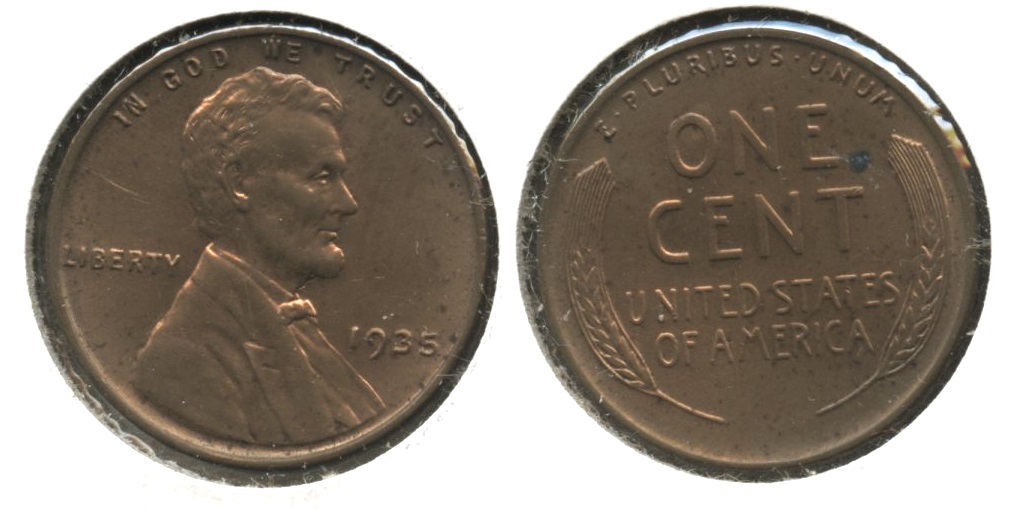 1935 Lincoln Cent MS-60 Red Brown #j