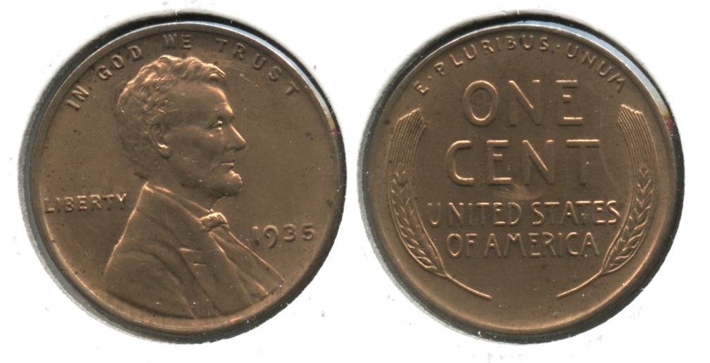 1935 Lincoln Cent MS-60 Red #c