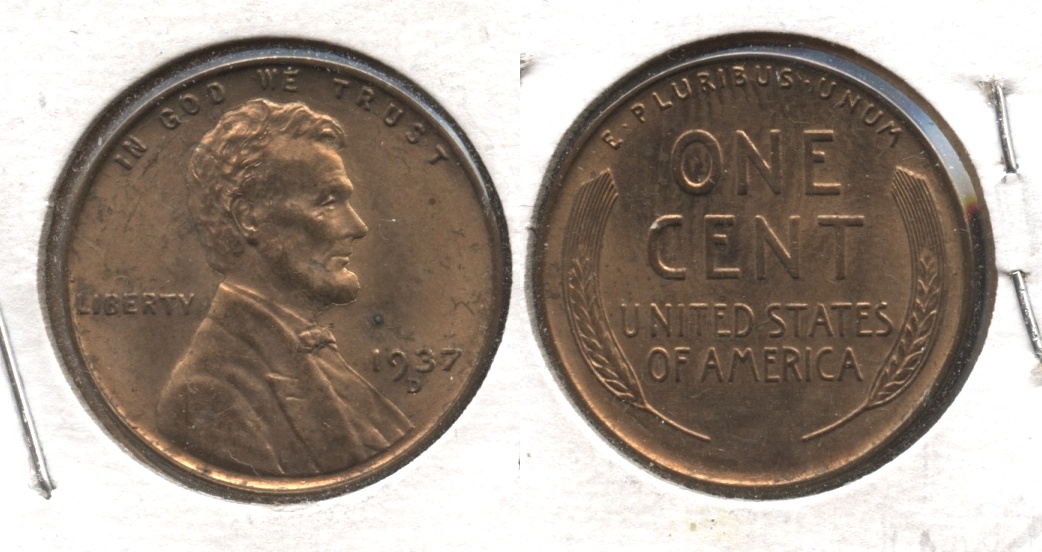 1937-D Lincoln Cent MS-60 Red Brown