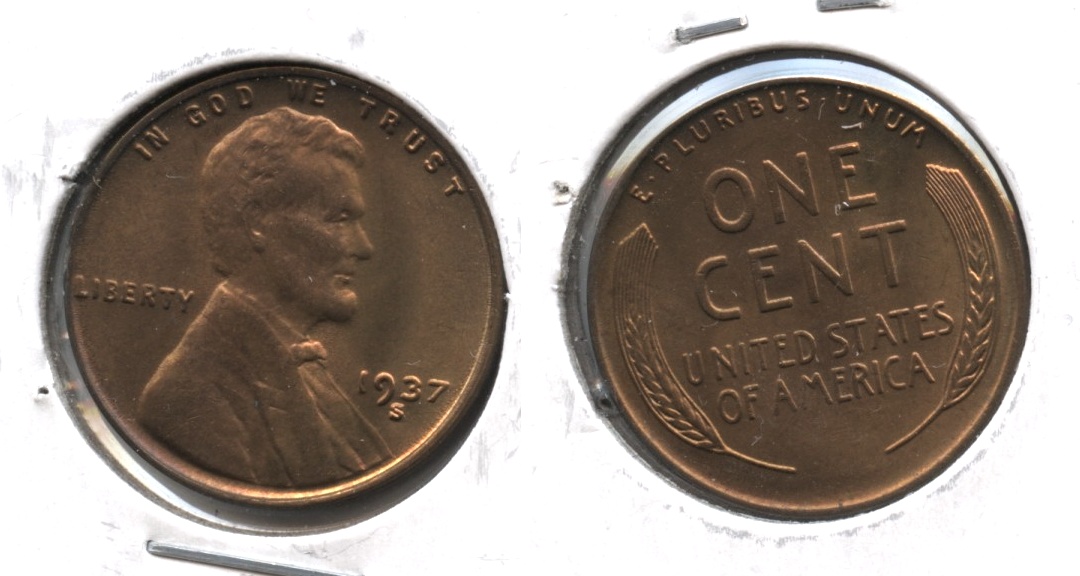 1937-S Lincoln Cent MS-63 Red Brown