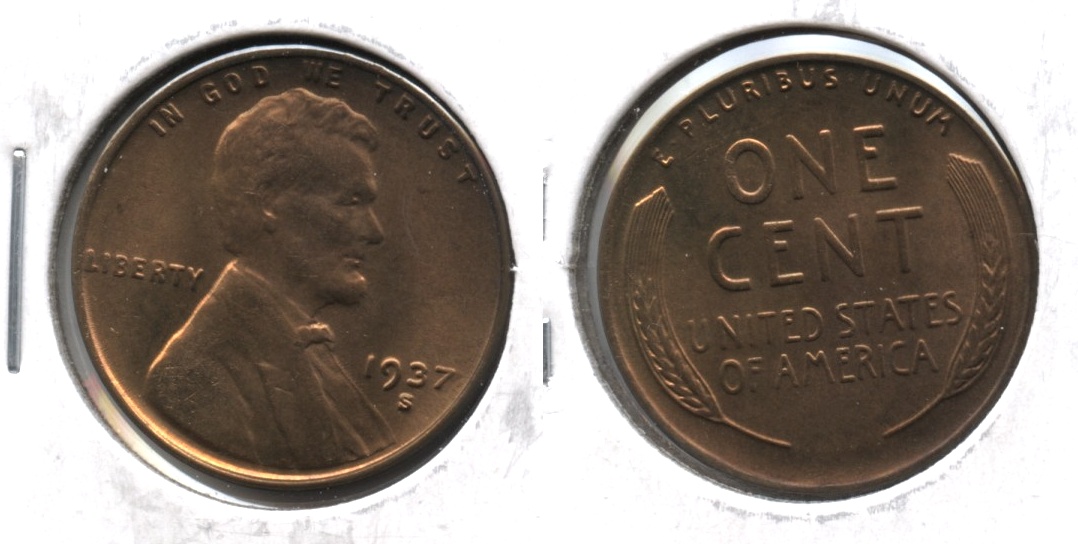 1937-S Lincoln Cent MS-63 Red Brown #g