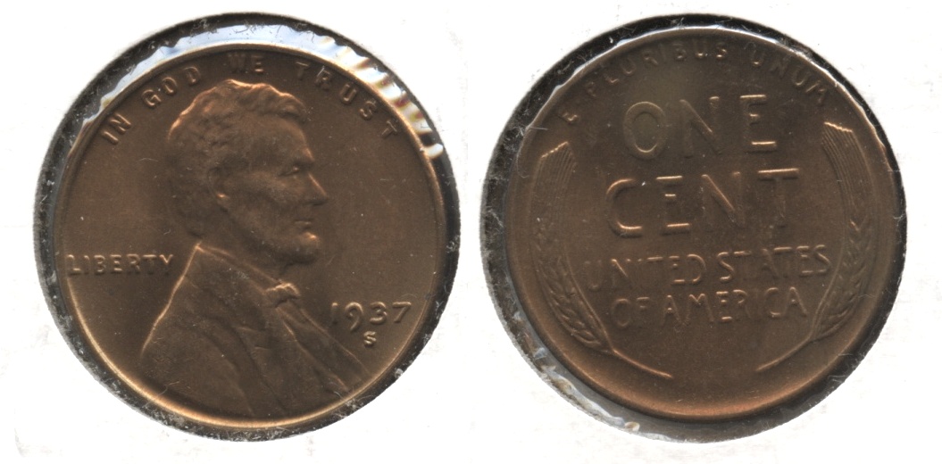 1937-S Lincoln Cent MS-63 Red Brown #i