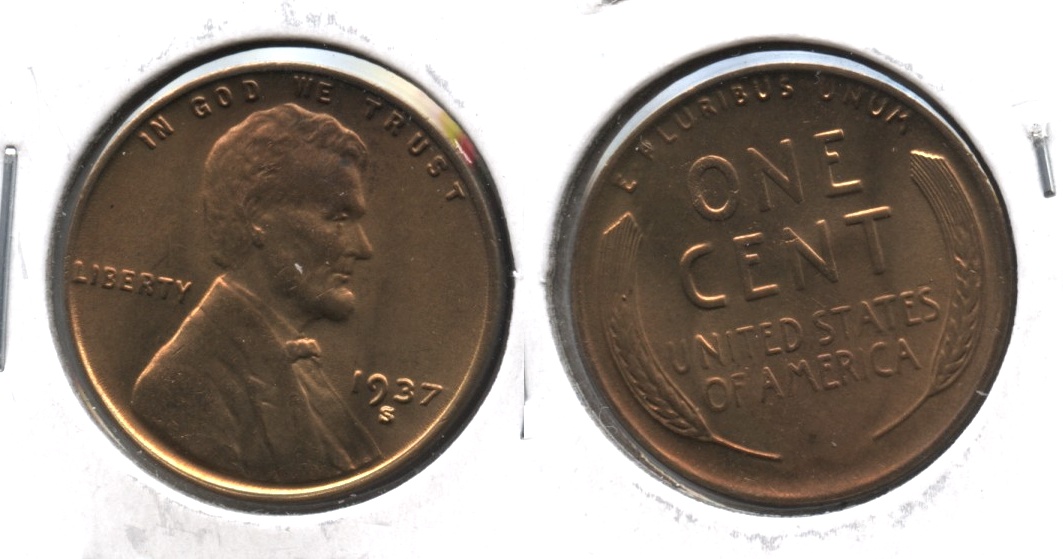 1937-S Lincoln Cent MS-64 Red Brown #a
