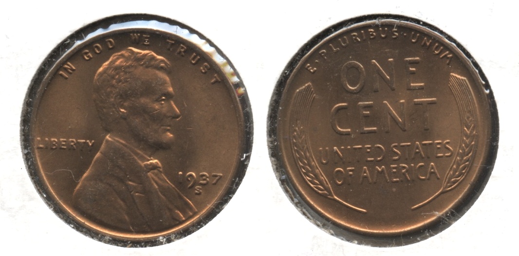 1937-S Lincoln Cent MS-64 Red Brown #g