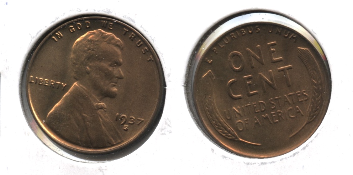 1937-S Lincoln Cent MS-65 Red Brown