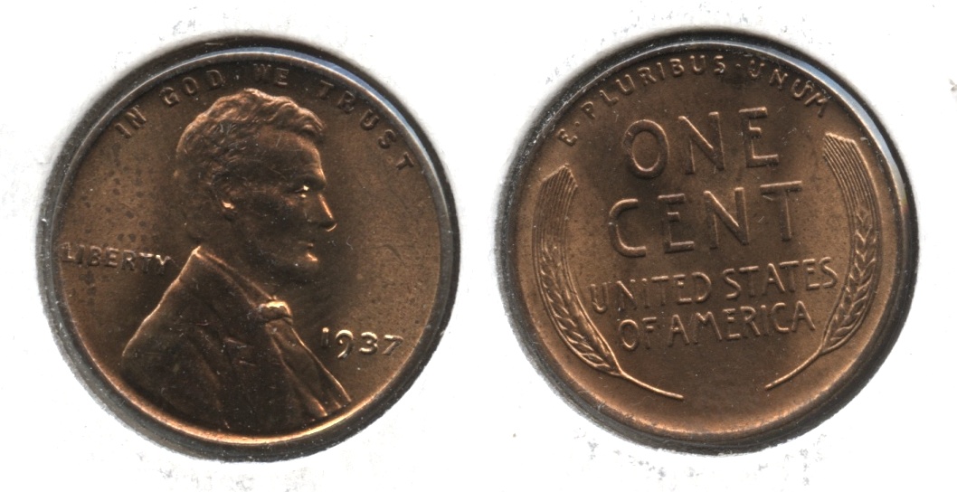 1937 Lincoln Cent MS-61 Red Brown