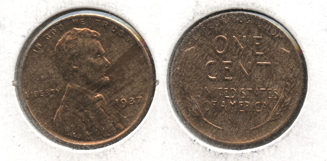 1937 Lincoln Cent MS-63 Red Brown