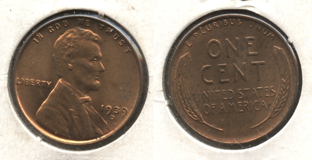 1939-D Lincoln Cent MS-61 Red Brown
