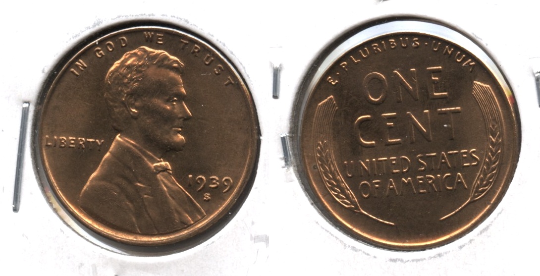 1939-S Lincoln Cent MS-60 Red #b